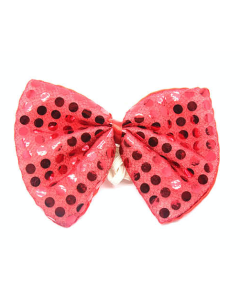 Red Sequin Polka Dots Bow Tie - Fancy Dress Clown Costume Party