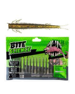 15 Pack of 2.5 Inch Bite Science Twitch Worm  Soft Plastic Lures - Motor Oil