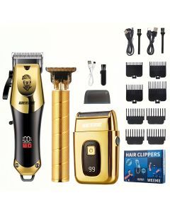 Golden Hair Clipper Razor Trimmer Set for Men