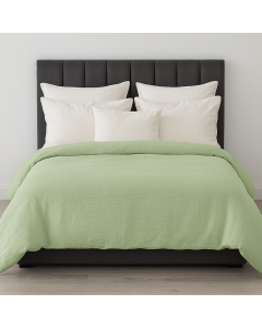 Sunday Retreat 100% Cotton Muslin King Duvet Cover Set with 2 Pillow Cases - Pastel Green (Quilt Cover)