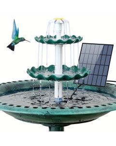 Solar-Powered 3 Tier Bird Bath Fountain Set