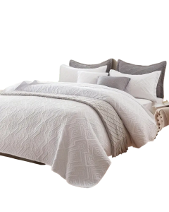 White Microfiber 3-Piece 150GSM Bedspread Set - Queen Size