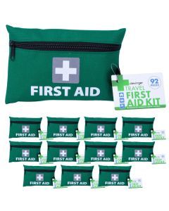 12x 92pcs Travel First Aid Kit Bulk Pack - Emergency Medical Set for Work/Offices/Family