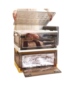 Stay organized with style using this roomy, stackable storage container