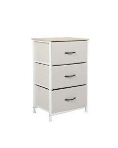 Levede Chest of 3 Drawers Bedside Table Storage Cabinet Tower Dresser Beige