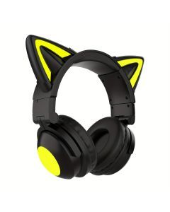 Wireless Cat Ear Over-Ear Headphones for Traveling, Lovely Foldable Headphones, LED Wireless Headset, Wired Headphones Compatible with Phone/PC/Tablet/TV/Xbox/Switch