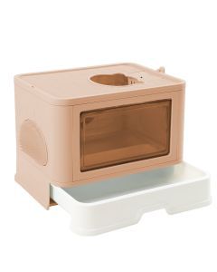 Pawz Foldable Cat Litter Box Tray Enclosed Kitty Toilet Hood Hair Grooming Pink