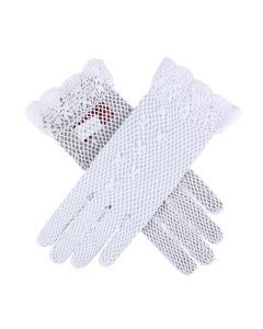 Dents Womens Hand Crochet Gloves in White