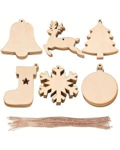 DIY Wooden Christmas Tree Ornaments Craft Set (60pcs)