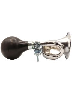 Silver Retro Style Bugle Type Bicycle Horn with Black Rubber Bulb