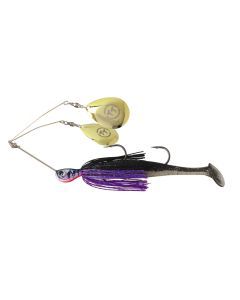 TT Lures 3/4oz Tornado+ Twin Spin Rigged Spinnerbait Lure - PURPLE BLACK