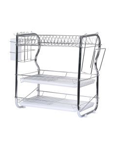 Toque Dish Rack Drying Drainer Cup Holder Cutlery Tray Kitchen Organiser 3 Tier