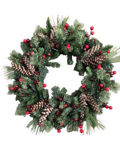 All-Season Christmas Door Wreath Pine Cones & Berries