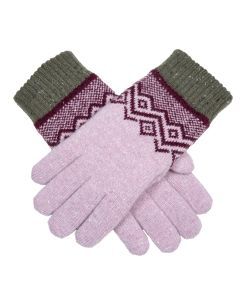 Dents Women’s Knitted Gloves with Geometric Pattern - Lilac