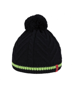 BRBL Dolomiti Merino Wool Blend Beanie - Black (Pull On Winter Pom Pom Knit Hat)