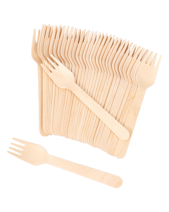 2400pcs 16cm Disposable Wooden Forks - Eco Friendly Cutlery - Extra Strong (Bulk Pack)
