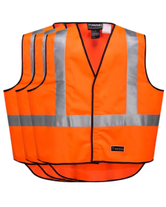 3x HUSKI Hi Vis Patrol Vest 3M Tape Safety Workwear High Visibility Bulk - Orange