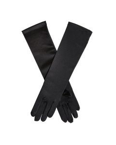 Dents Womens Long Below Elbow Satin Gloves In Black