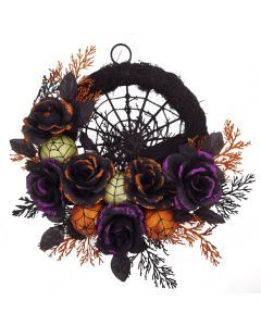Halloween Wreath Decoration with Spider Web