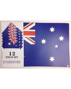 12pc Australia Flag Coasters - Aussie Souvenir Drink Holders/Placemats
