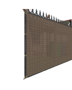 Brown Fence Privacy Screen, Commercial Outdoor Backyard Shade Windscreen Mesh Fabric 90% Blockage 150GSM