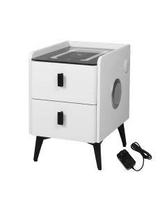 Levede Smart Bedside Table Wireless Charging LED Lights 2 Drawers Storage