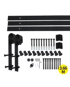 3.66m Antique Classic Style Double Sliding Barn Door Hardware Track Roller Kit