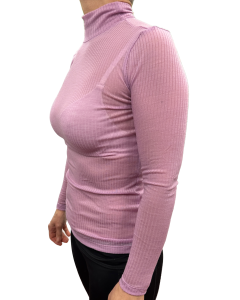 Merino Skins Womens Verona Funnel Neck Long Sleeve Thermal Top - Hyacinth Pink