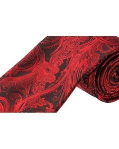 Formalaties Tapestry Scarlet Red Slim Skinny Tie - 5cm Wide (Premium Paisley)