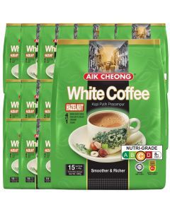 24x Aik Cheong White Instant Coffee Packs (360x 40g Sachets) - Hazelnut Flavour (14.4kg Total) Bulk