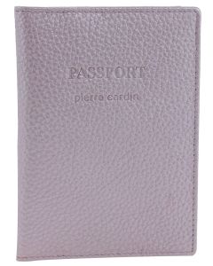 Pierre Cardin Leather Travel Passport Cover - Metallic Lilac (Slim RFID Blocking Holder)