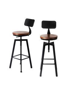 Levede 4x Bar Stool Kitchen Wooden Metal Backrest Barstools Industrial Swivel