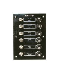 6 Gang Switch with Panel BLK Bakelite