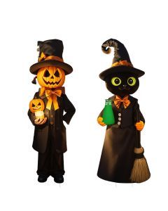 Halloween Cat Pumpkin Yard Lawn Ornaments