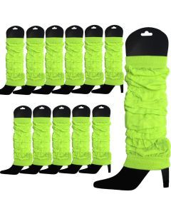 12x Fluro Yellow Leg Warmers Bulk Pack - Womens Dance Costume/80s Party