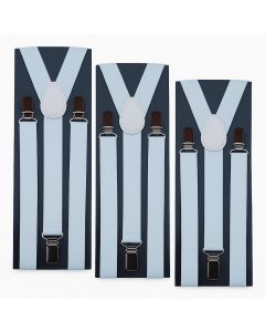 3x White Slim Suspenders Bulk Pack - Strong Adjustable Clip On Braces for Weddings/Formals