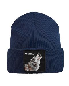 Goorin Bros Lone Wolf Beanie - Navy (Warm Winter Ski Hat - Animal Series)