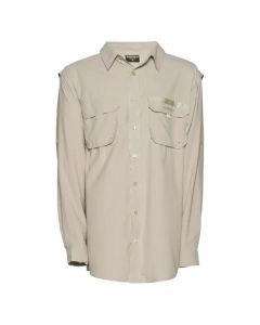 Shimano Oatmeal Long Sleeve Fishing Shirt with Vented Back - UPF 30+