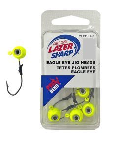 5 Pack of Chartreuse 1/8oz Eagle Claw Lazer Sharp Eagle Eye Size 2/0 Jig Heads