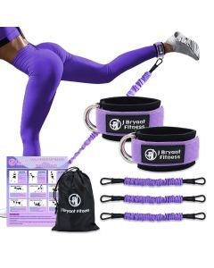 Leg & Glute Ankle Resistance Bands with Cuffs - 60LB Set of 3