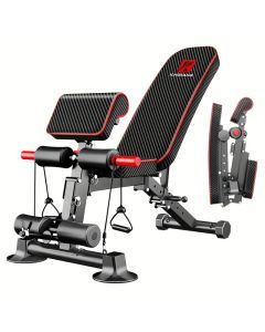Adjustable Weight Bench for Full Body Exercise - Foldable, Multifunctional, Black&Red (1pc)