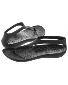 Crocs Womens Serena Flip Flop Thongs Summer Beach Shoes Sandals - Black/Black