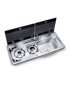 Dometic MO 9722R Two-burner hob and sink combination with glass lid, 760 x 325 mm