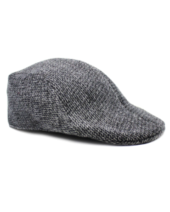 Mens Herringbone Driving Cabbie Flat Cap - Grey (Gatsby 20s Ivy Newsboy Hat)
