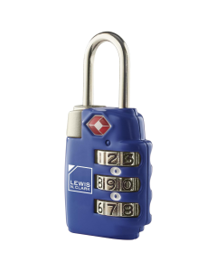1x Lewis N Clark TSA Approved Combination Lock Travel Luggage Padlock - Blue