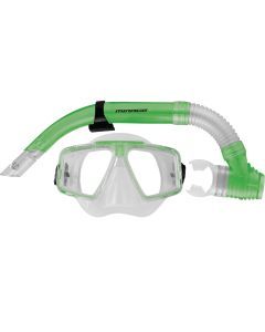 Mirage Quest Adult Green Silicone Snorkel & Mask with Tempered Glass Lens