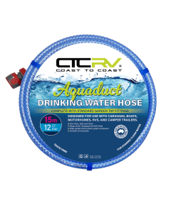 COAST RV Aquaduct 15m Blue Drinking Water Hose with Kit Fittings - 12mm