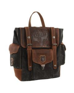 Jack's Inn Panama Mens Canvas & Leather Backpack Bag - Cognac (Vintage Western)