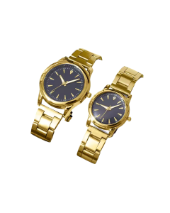 Couple Quartz Gold Watches Set