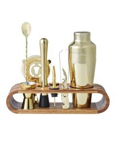 Fine Foods Cocktail Shaker Set - Gold (Mixer, Martini & Bar Strainer)